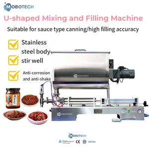 Máquina de llenado de salsa de Chile Tahini de mantequilla de maní, llenadora de pasta semiautomática Horizontal neumática con mezcla - Product Image 3