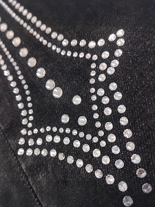 Jean baggy YUANBOFEI pour homme, vintage, <span class=keywords><strong>noir</strong></span>, en denim, double ceinture, décor croix en strass, <span class=keywords><strong>streetwear</strong></span>, <span class=keywords><strong>pantalon</strong></span> décontracté - Product Image 5