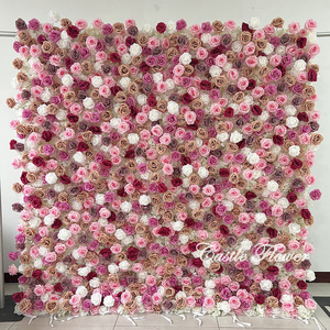 FW630 Mur <span class=keywords><strong>de</strong></span> fleurs <span class=keywords><strong>de</strong></span> mariage enroulable en gros, toile <span class=keywords><strong>de</strong></span> fond 8 pieds x 8 pieds, panneau mural <span class=keywords><strong>de</strong></span> fleurs roses, <span class=keywords><strong>décoration</strong></span> <span class=keywords><strong>murale</strong></span> <span class=keywords><strong>de</strong></span> fleurs artificielles 5D - Product Image 3