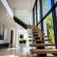Escalier mono-à-capitainerie de luxe minimaliste pour intérieur, prix usine, fourniture d'ingénierie