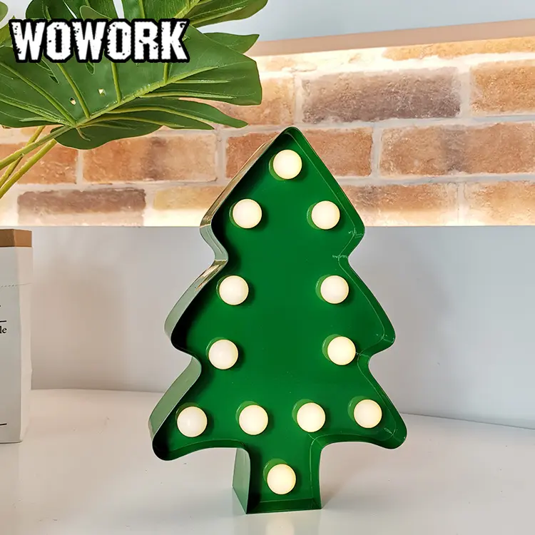 2024 WOWORK 3D vintage pil metal zanaat yeşil noel ağacı markiz ışık için noel dekorasyonları