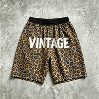 Short en coton French Terry personnalisé, imprimé DTG couleur vintage, haute qualité, motif léopard, idéal pour l'été