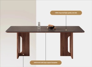 Ensemble de table à <span class=keywords><strong>manger</strong></span> en bois massif de luxe nordique |   Plateau rectangulaire en pierre frittée, structure en bois de frêne pour la maison et l'hôtel - Product Image 5