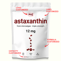 Suplemento alimenticio de alta pureza personalizado de fábrica, extracto de algas rojas de lluvia, cápsulas blandas de astaxantina