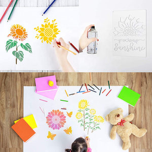 Kit <span class=keywords><strong>de</strong></span> pochoirs tournesol 6 pièces, modèle Mylar avec anneau ouvert en métal - Product Image 5