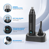 Tondeuse rechargeable à double tête avec affichage numérique de la puissance et support – Portable pour utilisation en camping-car, coupe précise pour le soin quotidien du visage