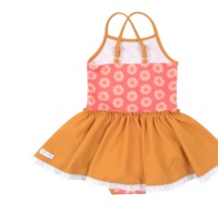 Maillot de bain une pièce pour bébé fille, imprimé marguerite, col halter, jupe tutu, couleur moutarde, maillot de bain de plage pour enfants