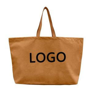 Natural <b>Extra</b> <b>Large</b> Eco-Friendly Canvas Shopping Tote Bags Custom <b>Printed</b> Logo Letter Pattern Orange Customized Designs Handled - Product Image 2