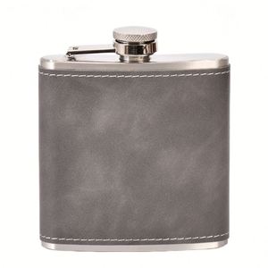 Botella de Agua Personalizada con Logotipo, 6 oz, Cuadrada, de Acero Inoxidable con Acabado en Cuero Sintético, Grabado Láser, Portátil, para Regalo de Boda, para Actividades al Aire Libre - Product Image 2