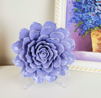 Dekorasi Dinding Keramik Bunga Biru Cantik Buatan Tangan untuk Hari Valentine & Hari Ibu 20x20x7cm