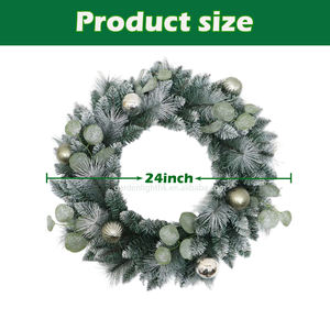 Eco-Friendly Artificial 24-Inch Christmas Wreath with <b>Balls</b> Ornaments-Holiday Decor for Front Door Fireplace & <b>Wall</b> Xmas Party - Product Image 2