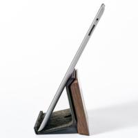 SAMDI Support en bois et alliage d'aluminium pour iPad, tablette de bureau, téléphone, ordinateur portable