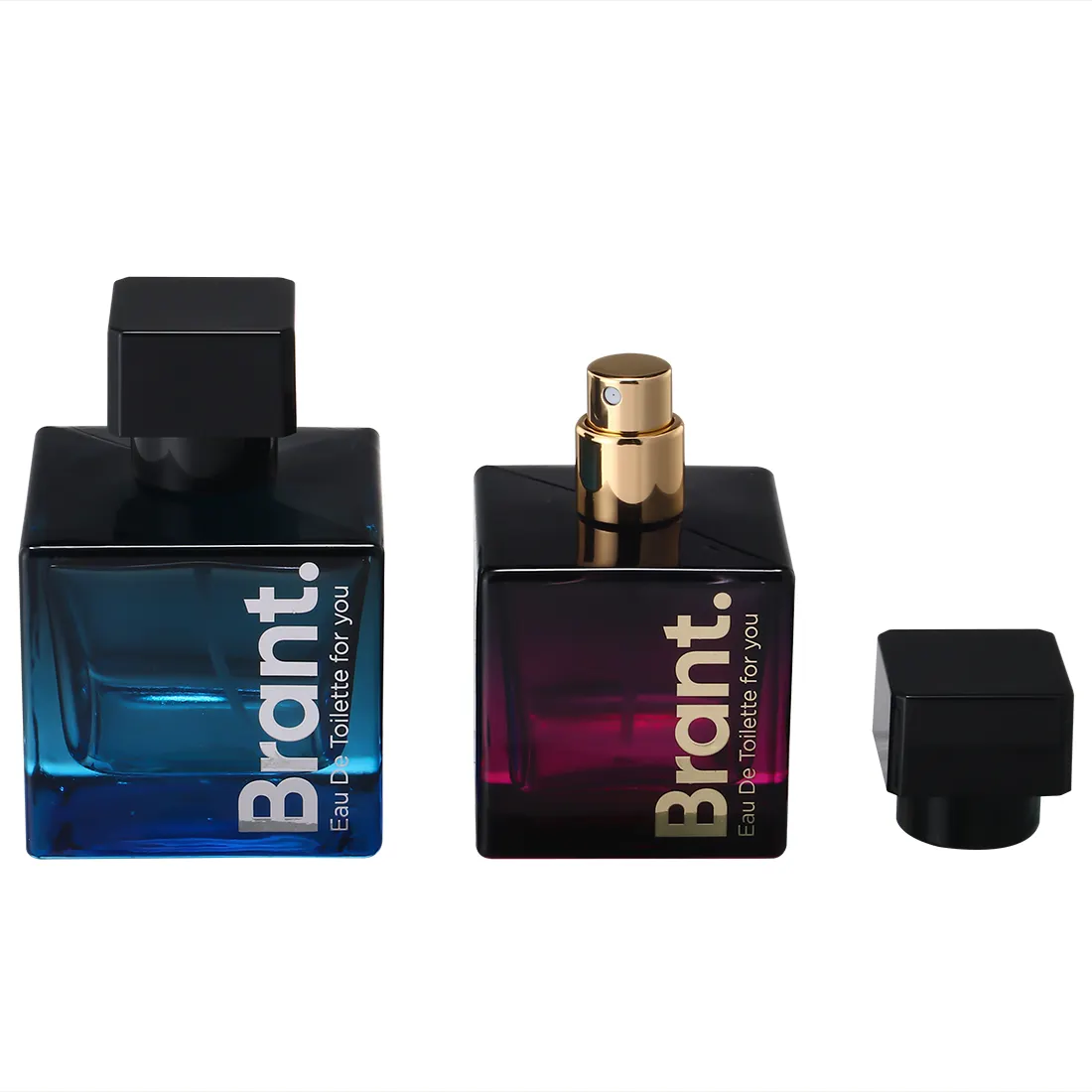High Quality Square Red Blue Matte Black Atomiser Pump 50ml 80ml Empty Perfume Bottles Black Glass Sprayer Pump