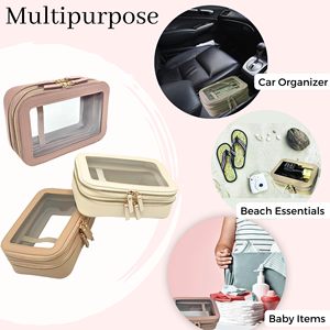 Trousse <span class=keywords><strong>de</strong></span> Maquillage <span class=keywords><strong>de</strong></span> Voyage Double Couche Transparente, Petite Pochette Organisateur Cosmétique, Étui <span class=keywords><strong>de</strong></span> <span class=keywords><strong>Toilette</strong></span> pour Essentiels <span class=keywords><strong>de</strong></span> Voyage - Product Image 4