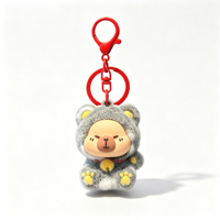 Porte-clés animal floqué mignon Shouchun en gros, breloque de sac ours de dessin animé Kawaii, pendentif en PVC souple, accessoire de voiture porte-bonheur, cadeau