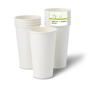 Gobelets en papier recyclables 20 oz 500 ml Ø 90 mm blancs à paroi simple grande capacité pour jus de fruits - Product Image 1