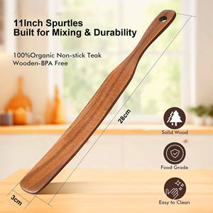 Utensilios de Cocina, Batidor de Masa Antiadherente con Mango Largo de Madera de Acacia, Espátula Delgada para Mezclar, para Masa Madre, Alcanza el Fondo del Tarro - Product Image 2