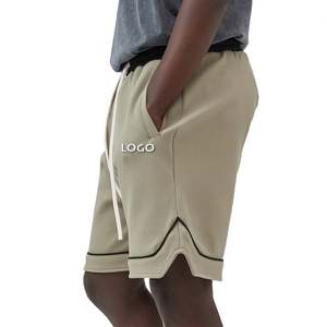 Pantalones cortos deportivos holgados de Color sólido informales para exteriores para hombre, pantalones cortos de algodón con logotipo personalizado de 380g y cintura elástica con cordón para hombre - Product Image 5