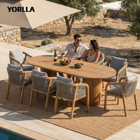 Ensemble de table et de chaises de salle à manger d'extérieur moderne en bois, meubles de jardin de luxe pour salle de bain, ferme, cour