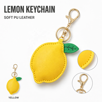 Porte-clés en cuir PU jaune en forme de citron, pendentif fruit 3D mignon, accessoire de sac à main, cadeaux de mode pour femmes et filles