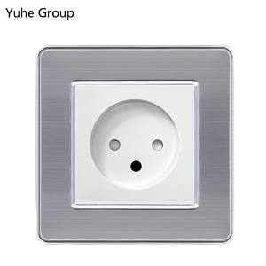 Enchufe de Pared Cuadrado Integrado con Panel Táctil de Acero Inoxidable Israelí, 1 Salida, 16A, IP20, con Interruptor - Product Image 1