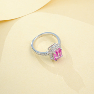 S925 <b>Silver</b> Lab Grown Padparadscha Pink Blue Sapphire <b>Solitaire</b> <b>Ring</b> Fashion Fine Jewelry Wedding Engagement Gift for WomenQ - Product Image 4
