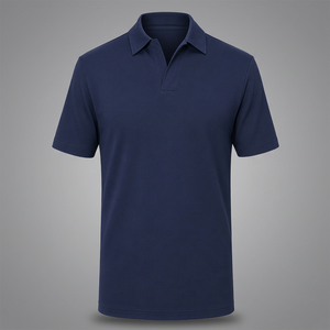 Chemise de golf personnalisée pour homme, en coton respirant tricoté uni, manches courtes, logo brodé personnalisé sur le devant - Product Image 2