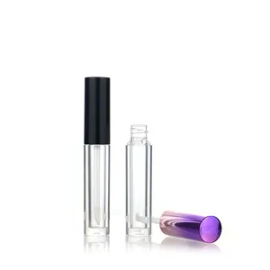 ZP63367 tubes de brillant à lèvres ronds transparents, contenant vide de brillant à lèvres mascara eyeliner avec emballage cosmétique de brosse