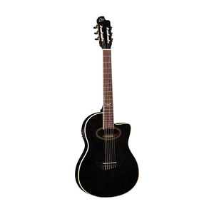 EKO GUITARS - NXT NYLON N100CE SEE THROUGH BLACK, Guitarra Clásica Electroacústica de Cuerpo Delgado con Cutaway, Tapa de Abeto - Product Image 1