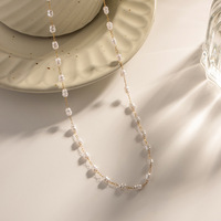 Collier Novirassine style Ins, collier de perles vintage, bijou polyvalent en acier inoxydable inaltérable, tendance transfrontalière