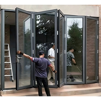 Porte pliante en aluminium / Porte à double battant 6060-T66 à rupture de pont thermique pour villa, patio, insonorisée, certifiée ISO9001, pour salle de bain de luxe, entrée d'hôtel 5 étoiles