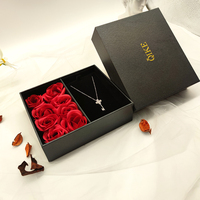 HXC Bunga Hadiah Hari Valentine, Kotak Kemasan Perhiasan Hitam untuk Kalung