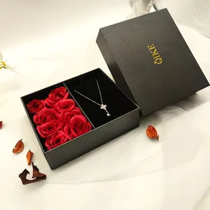 HXC Valentinstag Seifen blume Geschenk Black Jewelary Verpackungs box für Halskette
