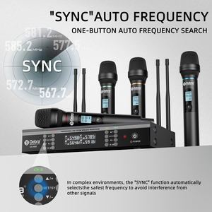 Microphone sans fil UHF Debra Audio UX-400 4 canaux, micro portable pour scène, karaoké, système de fréquence automatique tout métal - Product Image 3