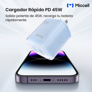 ที่ชาร์จ GaN 45W Miccell, 2 พอร์ต USB-C ชาร์จเร็ว, ดีไซน์ลายเส้น, รองรับการใช้งาน แอนดรอยด์/ไอโฟน - Product Image 6