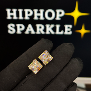Boucles d'oreilles clous en diamant rond glacé plaqué or argent sterling, style hip-hop, scintillantes, de luxe, pour femme, idéales pour les fêtes et les fiançailles - Product Image 2