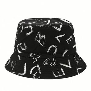New Trendy Bucket <b>Hat</b> Graffiti Letter Printing Double-Sided Sun <b>Hat</b> Spring Summer Outdoor Casual Reversible Bucket Fishing <b>Hat</b> - Product Image 4
