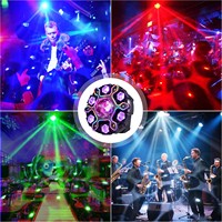Projecteur Wash à 6 Bras Effet Œil d'Abeille 200W, Lumière Laser 4-en-1 à Tête Mobile avec Télécommande pour DJ, Discothèque, Soirée, KTV