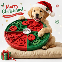 Assiette de recherche de friandises pour animaux de compagnie de Noël, jouet d'enrichissement interactif, cadeau de vacances facile à nettoyer pour animaux d'intérieur