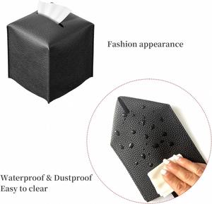 Modern Soft Leather Tissue Box Cover <b>Foldable</b> Multi-purpose Desktop Decorative Rectangular Napkin Holder Container Fashionable - Product Image 3