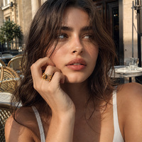 Bague asymétrique diagonale Dreamidea en fausses perles et œil de tigre double couche, plaquée or 18 carats, en acier inoxydable, bijoux délicats à superposer