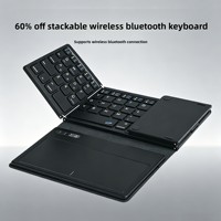 Keyboard Nirkabel Mini Ringan Ultra-Tipis dengan Touchpad, Bahan ABS Empat Lipat, Sistem Scissor Switch untuk Komputer