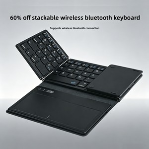 <span class=keywords><strong>Teclado</strong></span> Inalámbrico Ultrafino <span class=keywords><strong>y</strong></span> Ligero con Touchpad, Material ABS, Diseño Plegable en Cuatro Partes, para Computadoras - Product Image 2