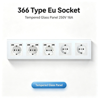 Prise murale électrique UBARO série M 5 prises EU avec 6 ports USB 16A 250V, panneau en verre trempé, 366 mm