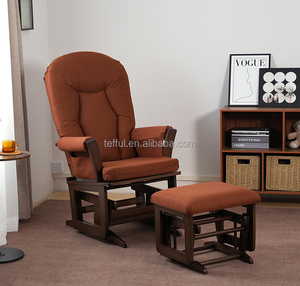 Nursery room furniture wooden glider smooth rocking chair with <b>stool</b> living room rocking arm <b>sofa</b> chair - Product Image 6