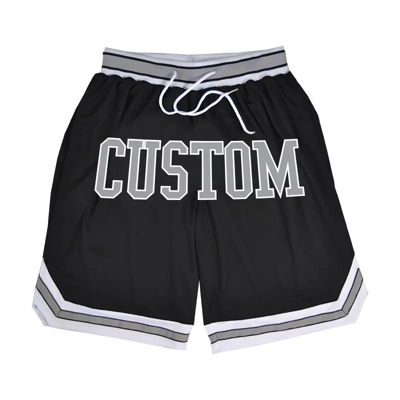 Pantalones cortos de baloncesto de malla Retro para niños, con logotipo bordado personalizado, con bolsillo, equipo de Mba, sublimación, baloncesto Vintage