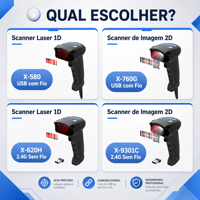 Escáner de Código de Barras Xincode 2D 1D Inalámbrico, Compatible con Códigos QR, para Tiendas, Supermercados, Android, Windows, para Punto de Venta y Control de Inventario
