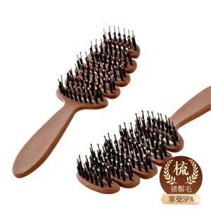 Peine de masaje para el cabello con cerdas de jabalí, mango de plástico, forma oblonga, para el cuidado del cuero cabelludo y desenredar el cabello - Product Image 3