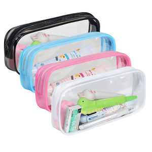 Plastic Pen Case PVC Pencil Bag Zipper Pouch Clear Transparent Waterproof Plastic Pvc Storage Box Pen Case For Students