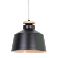Luminaire suspendu en fer de style nordique avec source de lumière LED/à économie d'énergie, couleur noir/blanc, avec intérieur blanc (C063-280)